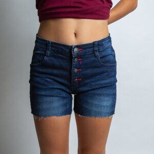 Denim Love Charles Teen Shorts Blue Buttons Sz S Manually Cropped